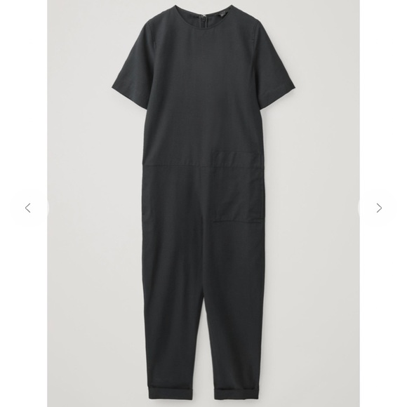 COS Short-Sleeve Jumpsuit black utilitarian style romper front pocket jumper - Picture 9 of 9